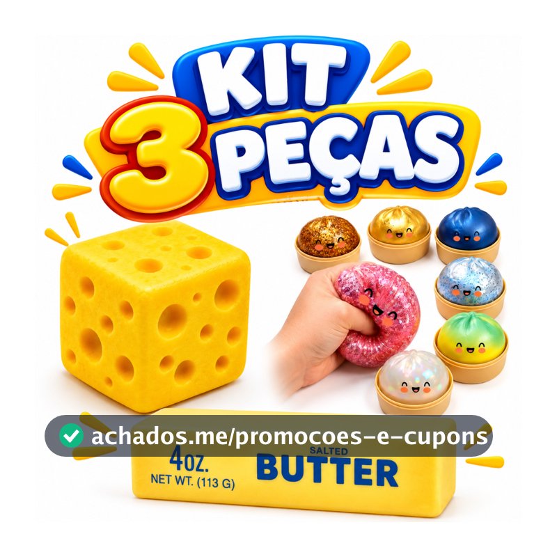Kit 3 Baozi Squishy Queijo e Manteiga Brinquedo Sensorial Macio