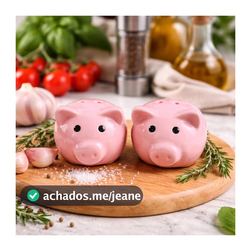 2 Saleiro Porquinho Rosa Cerâmica Utensílio Cozinha Fofo Prático Decoração
