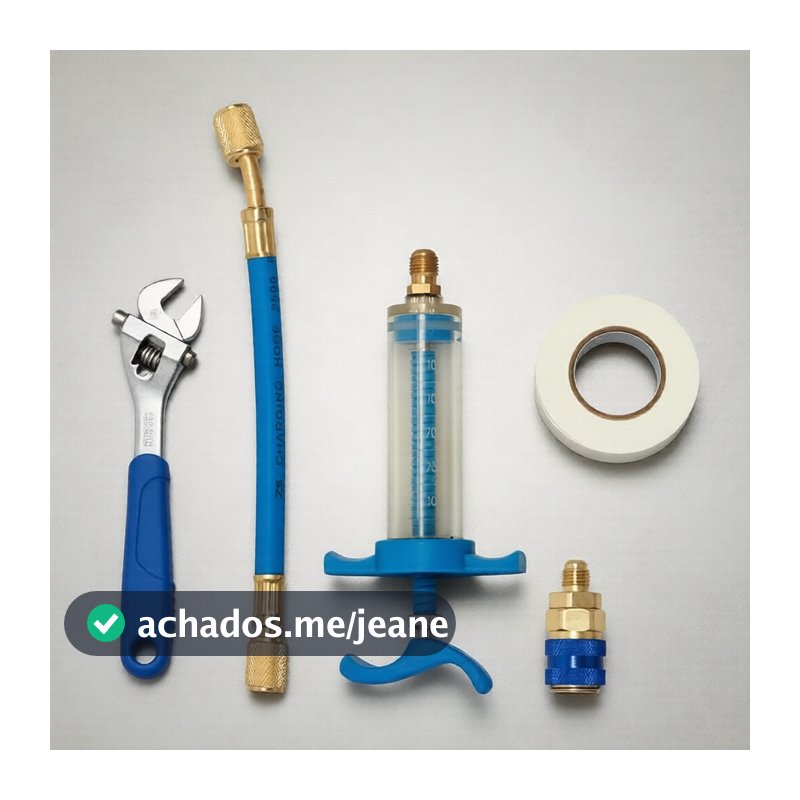 Kit de Seringa e Adaptador de Óleo com Corante para Refrigerante de Ar-Condicionado Automotivo, Detecção de Vazamentos