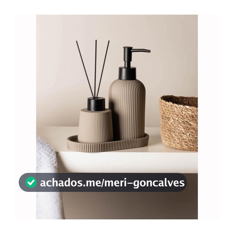 Kit Banheiro 3 Peças Cerâmica Soft Touch Sketch Nude Wolff com Porta Sabonete, Difusor e Bandeja