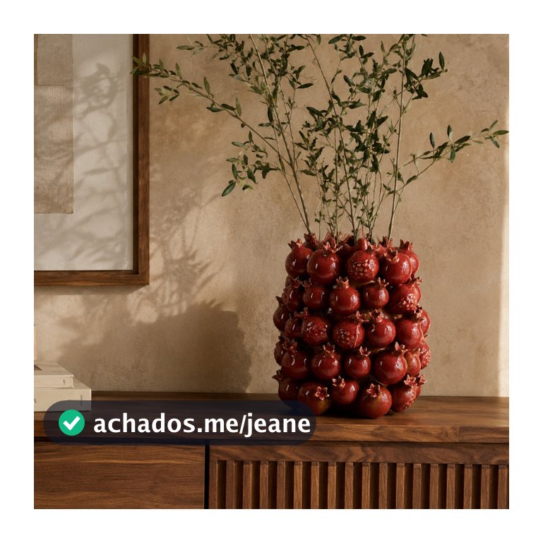 Vaso Centro Mesa Ceramica Decorativa Terracota Vermelho Relevo Romas 34x30cm Escultural 3D Luxo