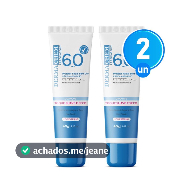 Kit 2 Protetor Solar Rosto FPS60 40g Dermachem