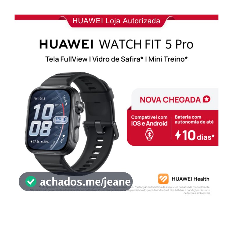 HUAWEI WATCH FIT 5 Pro| Smartwatch Relogio | Tela FullView AMOLED de 1,92"| Mini Treino | 64 GB ECG