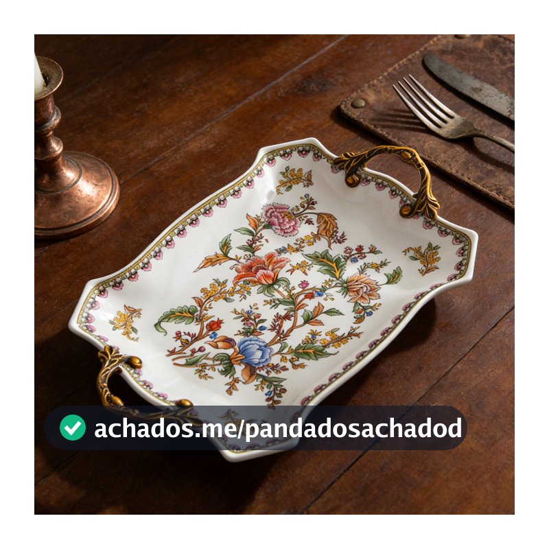 Bandeja De Cerâmica Frutas De Orelhas Duplas Elegante Sentido Acessível Luxo Sala De Estar Para Casa Conjunto De Chá Ret