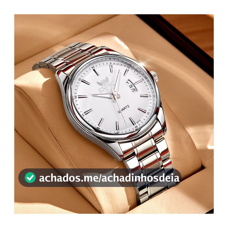 OPK Relógio Masculino Original Prata Branco À Prova D'água Impermeável de quartzo aço Inoxidável Luminos 6010