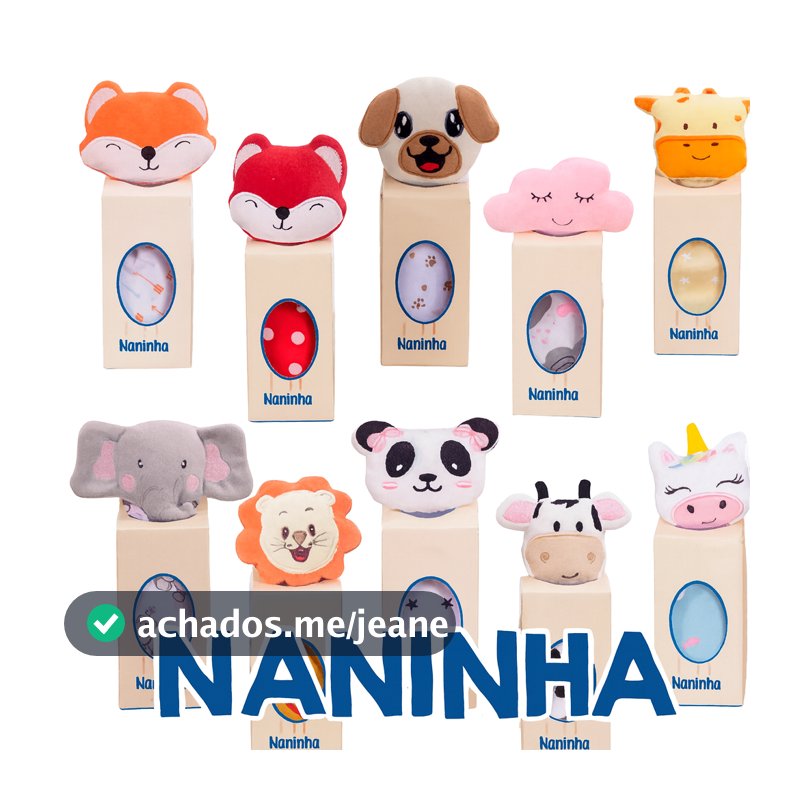 Naninha com Prendedor de Chupeta Paninho de Bichinho Antialérgico para Bebê