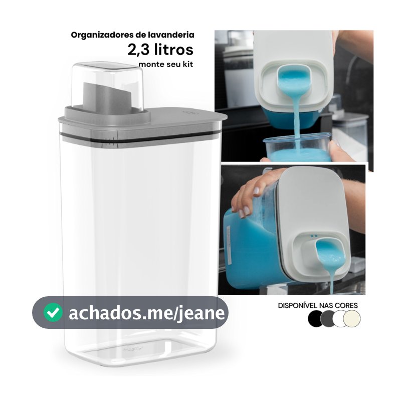 Dispenser Organizador de Lavanderia 2,3L Acrílico Porta Amaciante Sabão em Pó Sabonete Liquido