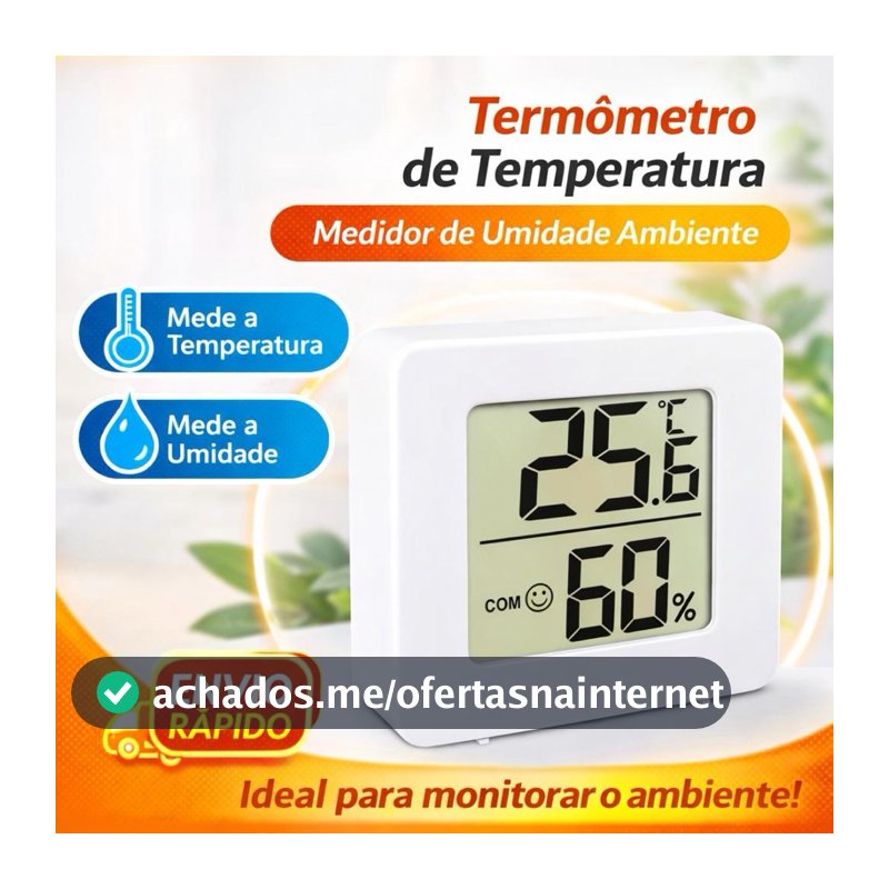 Mini Medidor de Temperatura e Umidade Higrômetro Termômetro Ambiente Portátil Profissional