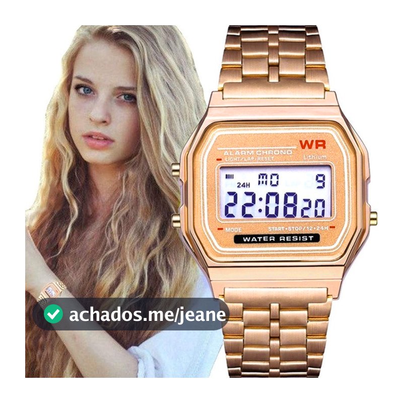 Relógio Digital LED Moderno-Pulseira De Aço WR F91W A159 , Estilo Harajuku Multifuncional Elegante