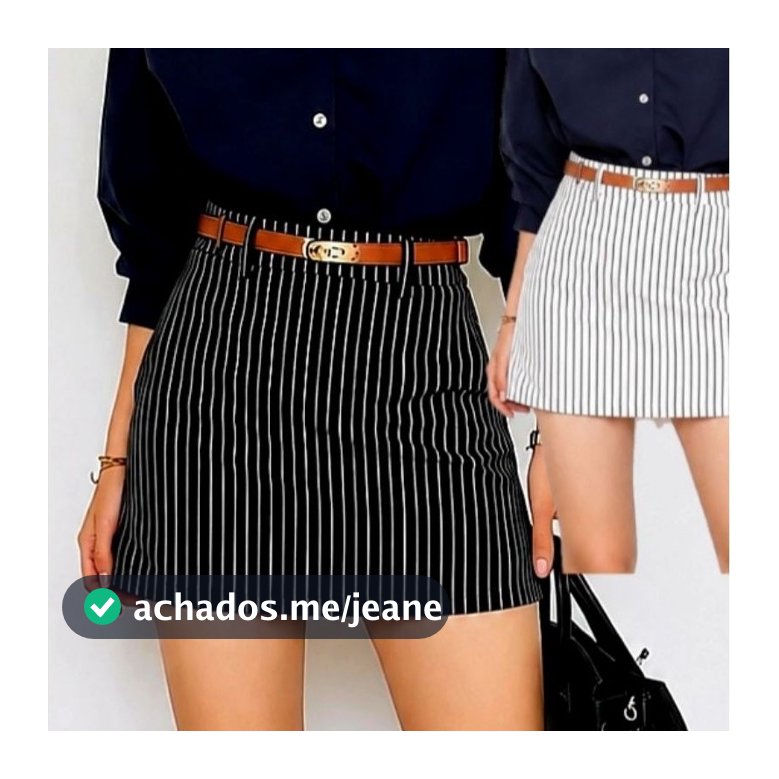 Short Saia Feminino  Alfaiataria Cintura Alta Listrado Com Zíper Lateral Estilo Moderno E Versátil E Elegante