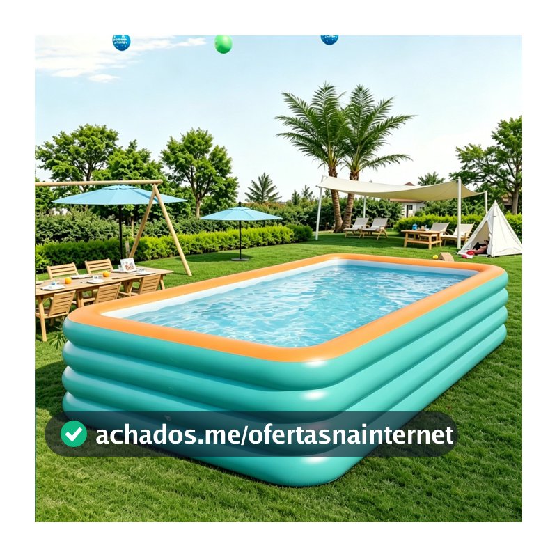 Piscina inflável azul de PVC, grande capacidade, portátil e dobrável – reforçada para áreas internas e externas.