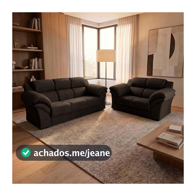 Conjunto Sofá Windsor Velut Marrom 3 e 2 Lugares 2,04m e 1,59m - King House