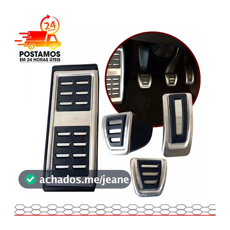 Kit de Pedaleiras + Descanso de Pé para Gol, Polo, Up, Jetta, Bora, Golf e Virtus - Versão Manual