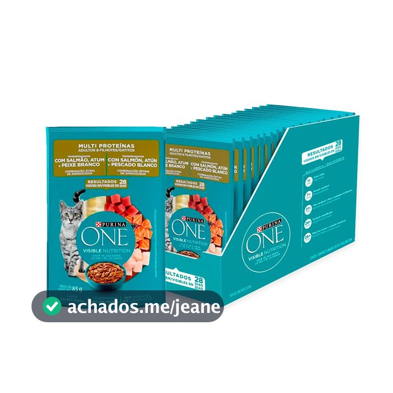 Caixa 15un. Ração Úmida Purina One Sachê Para Gatos Multi Proteínas 85g