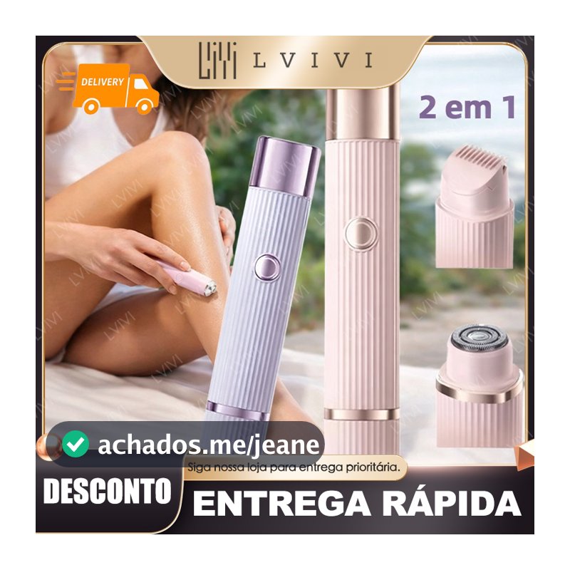Depilador Eletrico Feminino Recarregável Removedor De Pelos Navalha Dupla