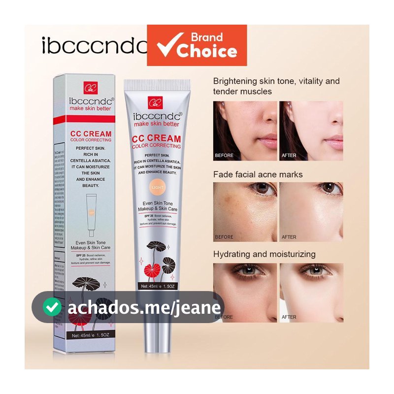 Corretivo CC Cream 45ml Facial Centella Asiatica Reparador BB Cream Corretivo Natural Clareador Base Líquida Cosméticos