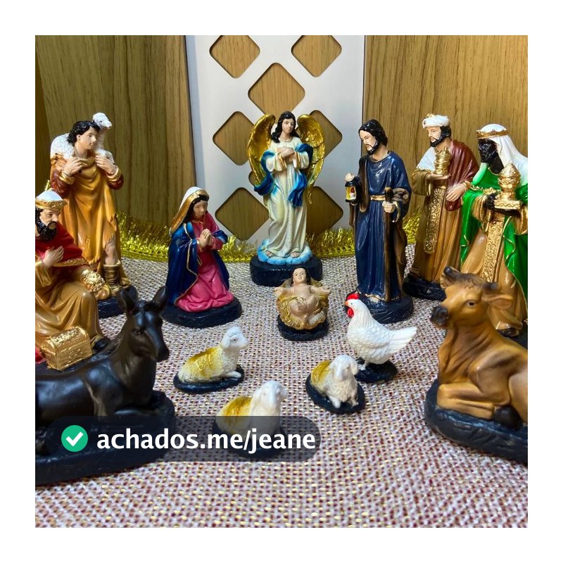 Presepio de Natal Completo 15cm Gesso Maciço Colorido 14 peças