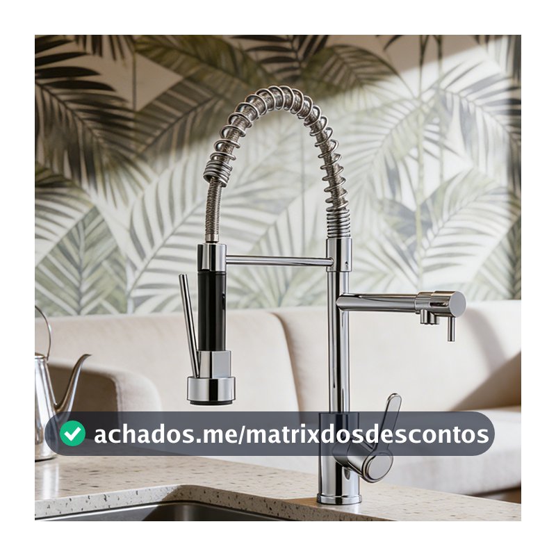 Torneira De Cozinha Gourmet De Alça Dupla MUSE Com Extensor De Spray Pull-Down , Misturador De Água Quente E Fria