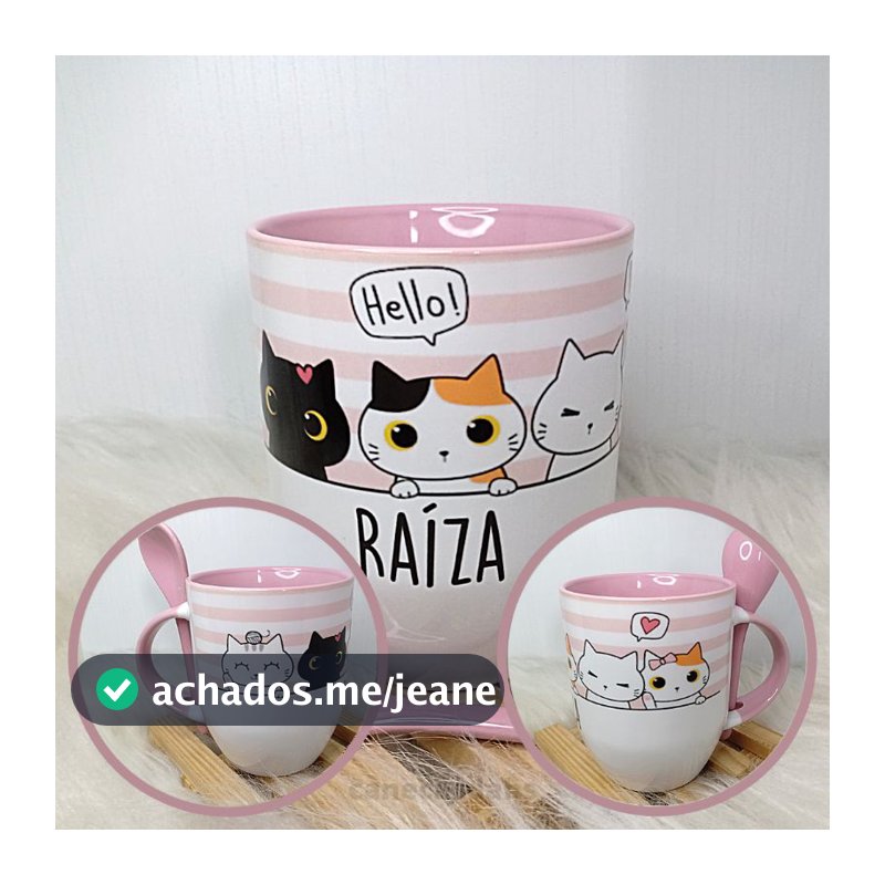 Caneca Gatinho Personalizada com Nome - Promoção