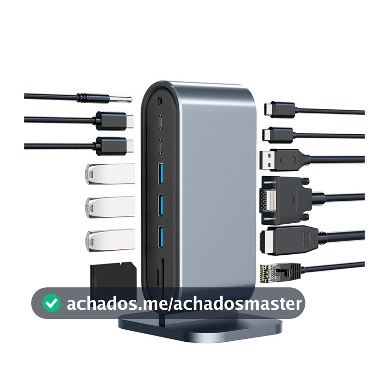 Leitor De Cartão TF Vertical 12 Em 1 USB C Hub 3.0 4K HDMI Dock Station Tipo Adaptador Ethernet-Splitter Para Mac Laptop