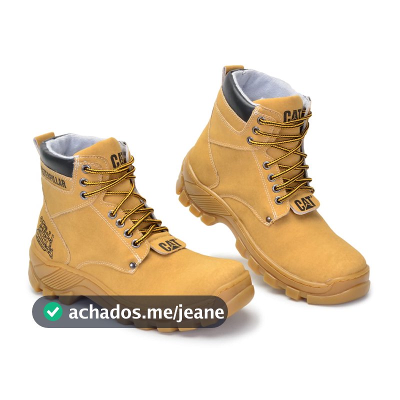 Bota Coturno CAT Casual Bege Couro Ecológico