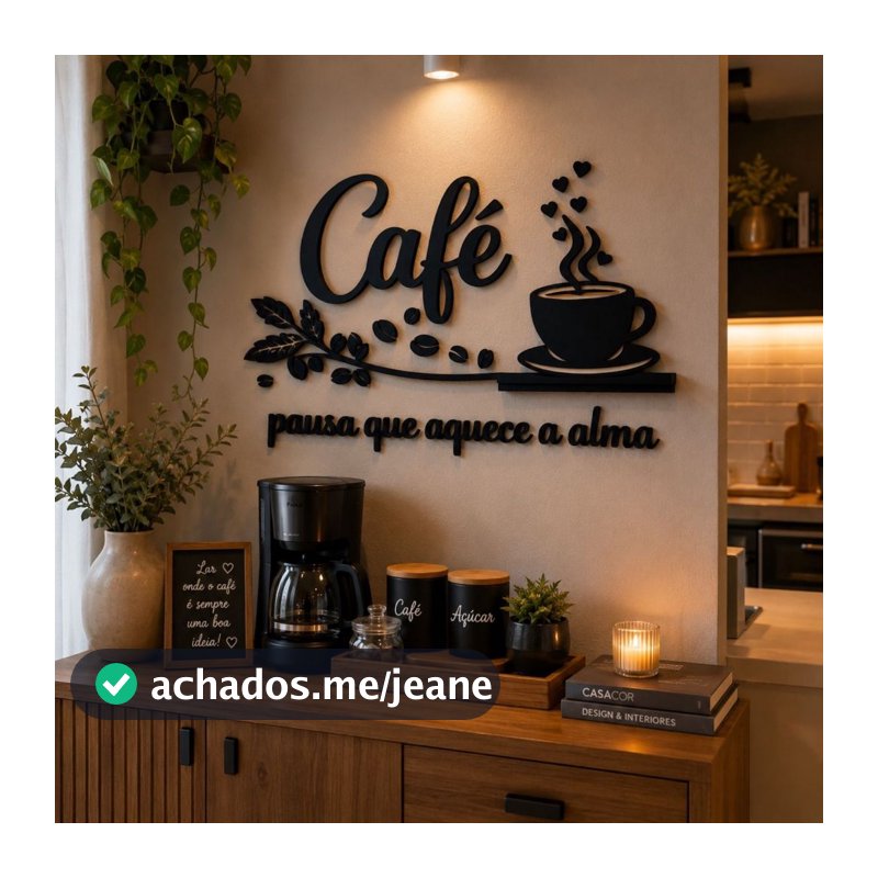 Kit Para Cantinho Do Café Mdf Escrita Decoração Cozinha Cafe
