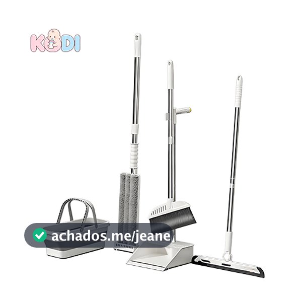 Kit Completo de 7 Peças para Limpeza Vassoura + Rodo + Pá +balde e Rodo Conjunto de esfregão -S7