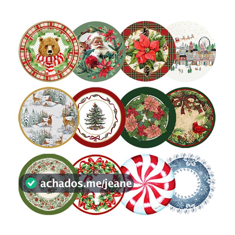 Capa Sousplat 35 Cm Tecido Estampado Localizado Natal Mesa Posta Café e Jantar Decoração Natalina Oferta