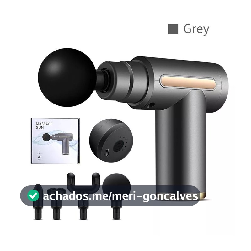 Pistola de Massagem Muscular Portátil Elétrica Profissional Recarregável USB com Múltiplas Ponteiras para Relaxamento