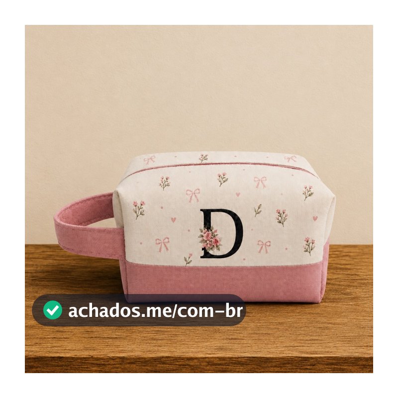Necessaire Personalizada com Inicial do Nome | Porta Maquiagem com Alça | Presente Feminino