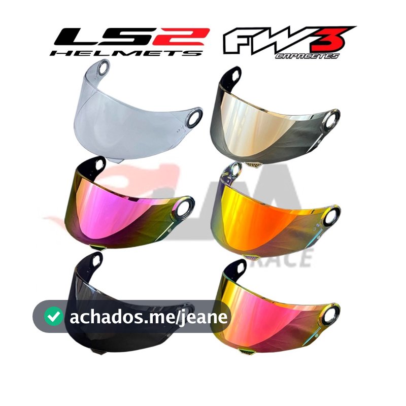 Viseira Capacete Ls2 Fw3 Revo Modelos FF358 FF396 FF392 FW3 GT GTN GTX GT2 Nova Cores