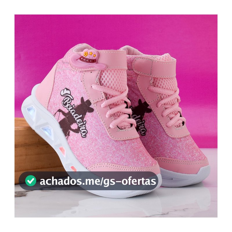 Botinha infantil BOIADEIRA tenis LED Menina Super Marcio e Leve