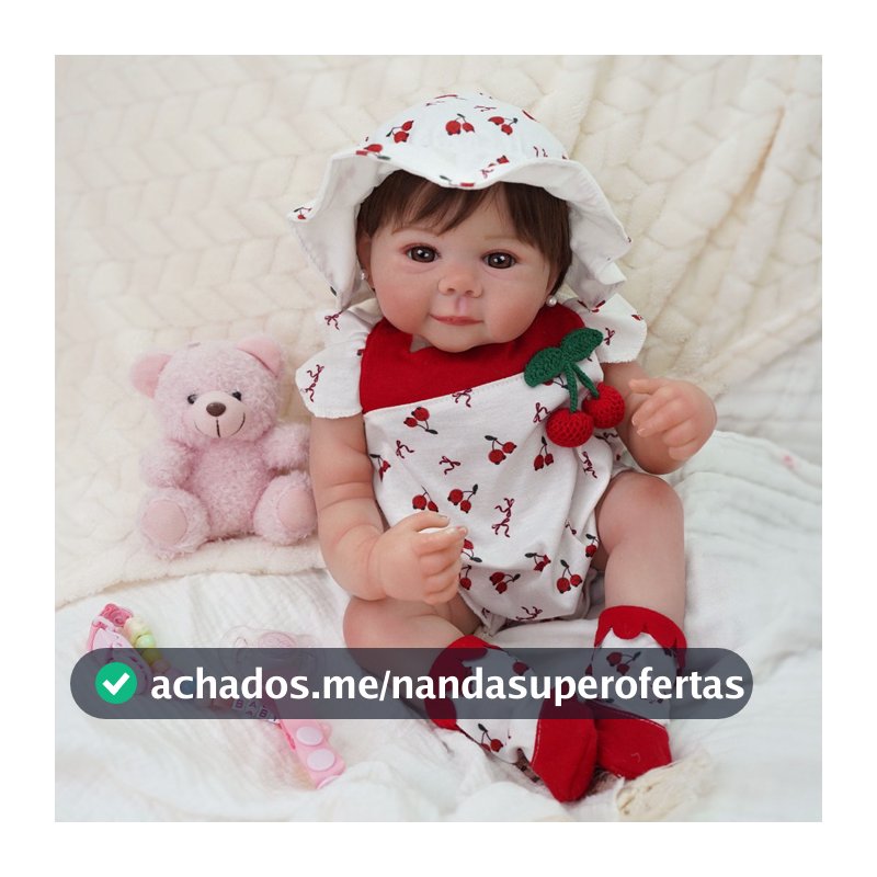 Bebê Reborn Boneca Silicone Realista 48cm Menina Ohlo Castanho Pode dar Banho Para Presente