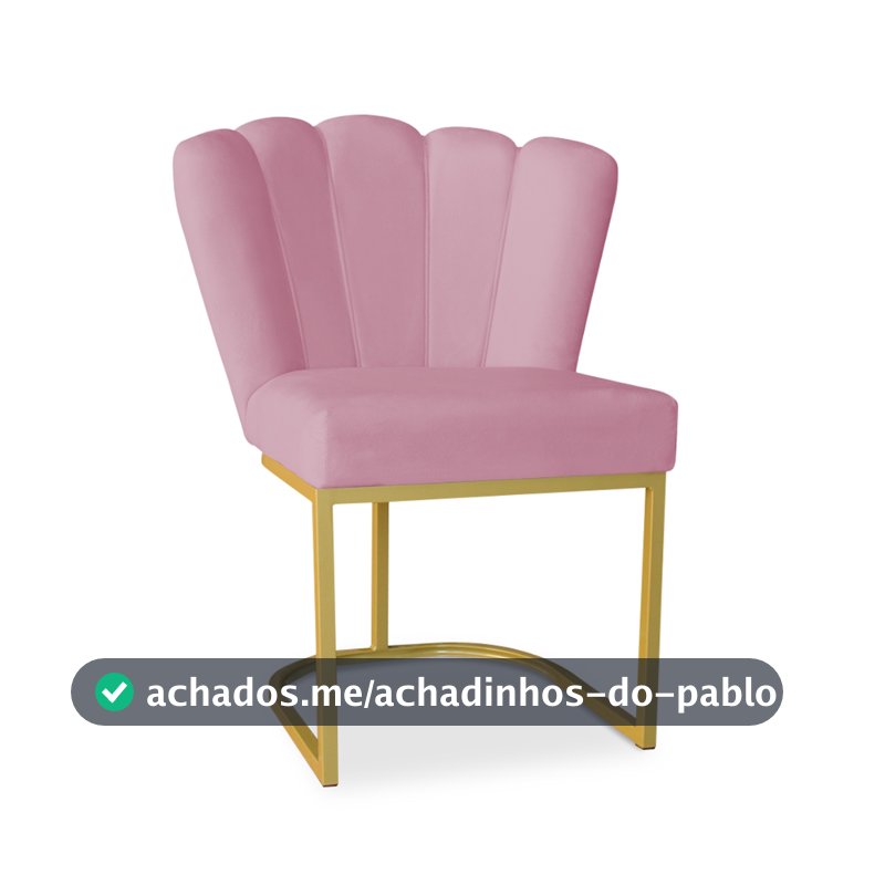 Poltrona Cadeira Pétala Base de Ferro Dourada para Manicure