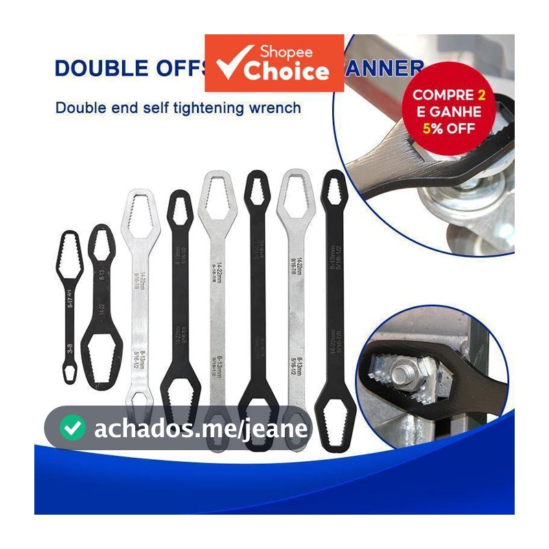 Um Conjunto De Chave Inglesa Multifuncional De Cabeça Dupla , Sextavada Ajustável Para Fixadores De 3-17 Mm E 8-22