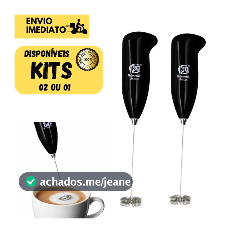 Kits 2 ou 1 Misturador de Bebidas Automático a Pilha Portátil Elétrico p/ Café Leite Chá Bedidas