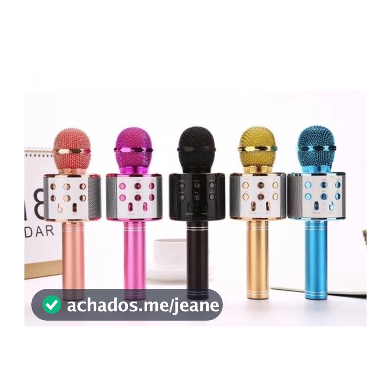 Microfone Karaokê Bluetooth Efeito De Voz Recarregavel Sem Fio WS-858