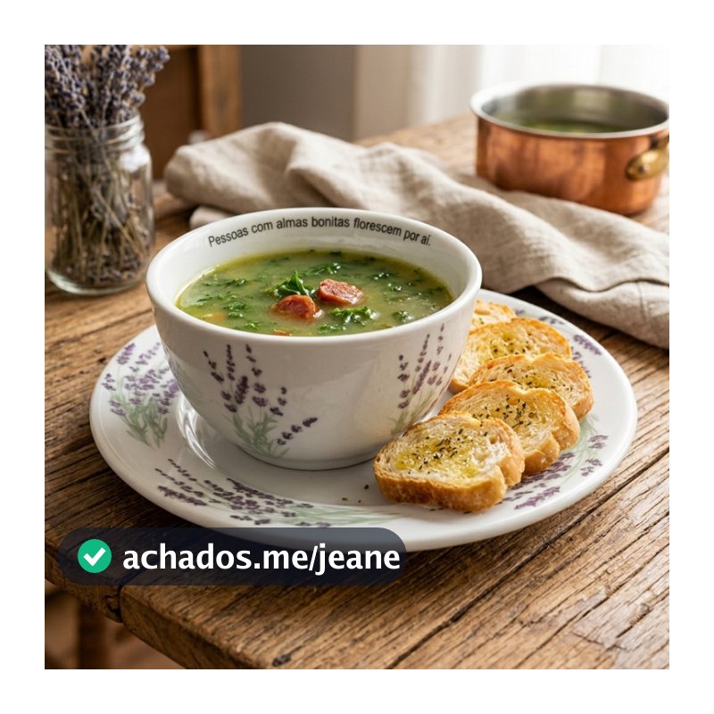 Cumbuca e Prato Sobremesa Porcelana Lavanda 19cm Jogo Decorado Mesa Posta Café Chá Sobremesa