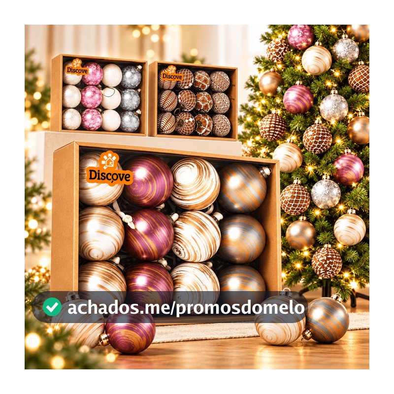 Kit 12 Bolas de Enfeites de Natal Árvore Natalina Luxuoso Premium Pendentes Decoração 2026