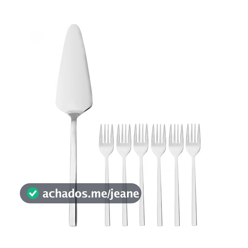 Conjunto 7 Peças Wolff Firenze Aço Inox Espátula de Bolo e 6 Garfos Sobremesa para Servir Doces Tortas Festas Mesa Posta