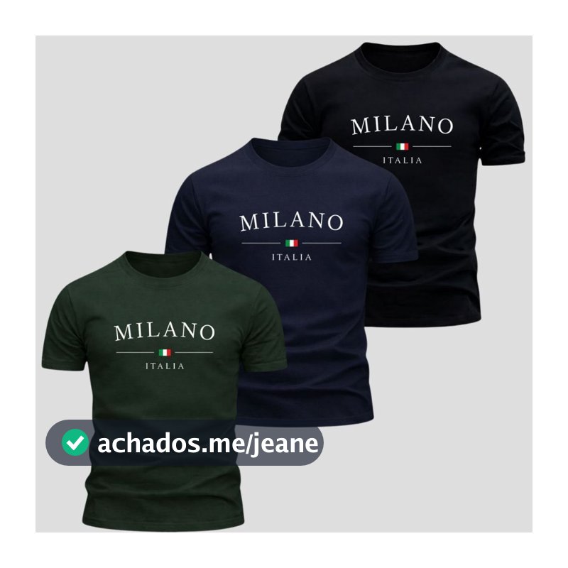 Kit 3 Camiseta Masculina 100% Algodão Premium Camisa Milano Streetwear Blusa Gola Redonda Lançamento