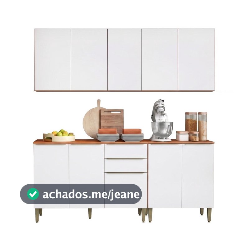 Armário de Cozinha Completa 10 Portas 2 Gavetas 100% MDF Clara
