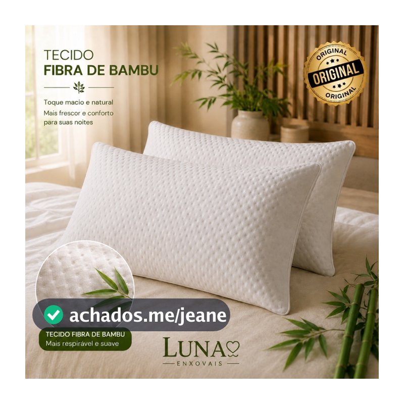 Travesseiro Fibra de Bambu Alto Macio Antialérgico Premium 50x70 Original Fabricante