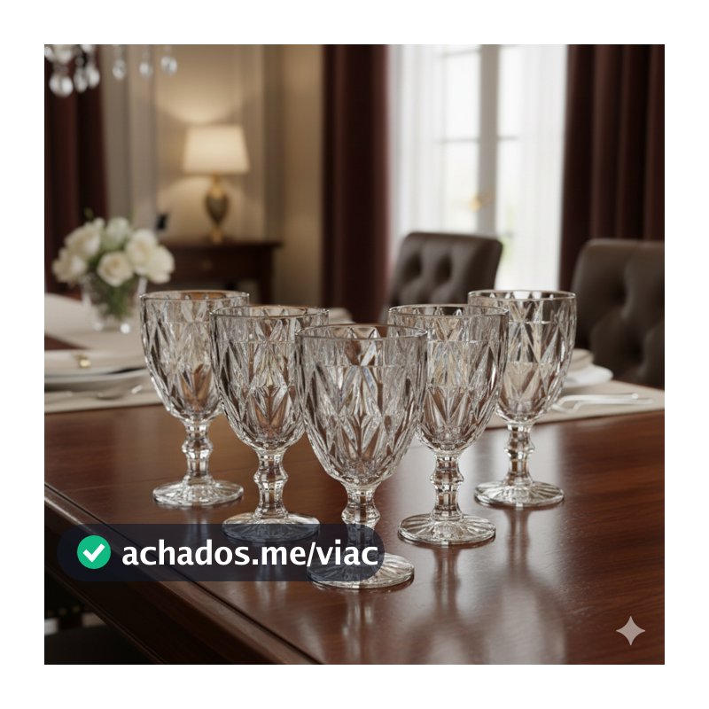 Jogo 6 Taças Água Vidro Diamond Clear 340ml