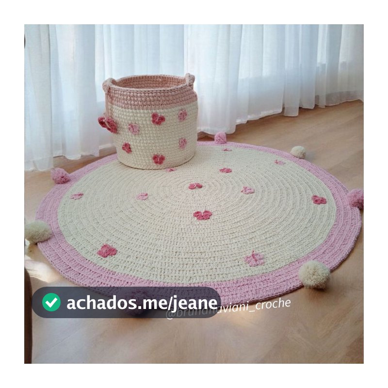 Tapete de crochê quarto infantil borboletas jardim encantado