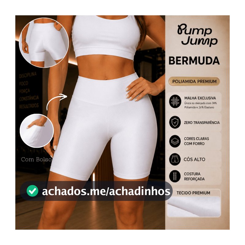 Bermuda Bolso Micro Canelado Meia Coxa Mais Comprida para Academia em Poliamida Conforto e Estilo
