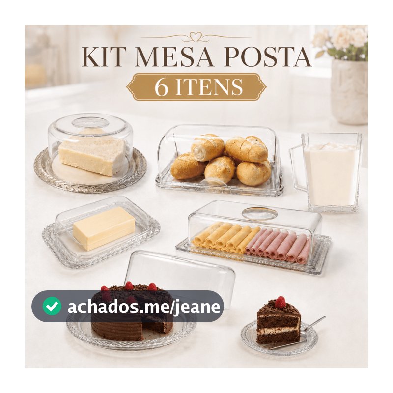 KITS Itens Mesa Posta Café da Manhã Porta Pão, Boleira, Queijeira, Manteigueira