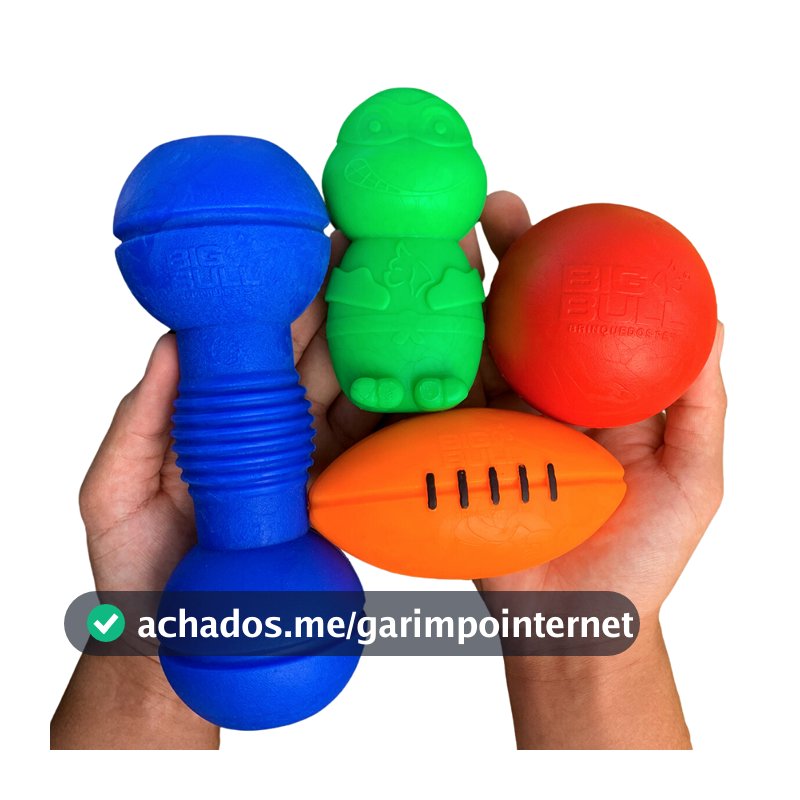 Kit 04 Brinquedo Para Cachorro Pet Interativo Bola Tartaruga Halter Maciço Porte Médio Big Bull Pet