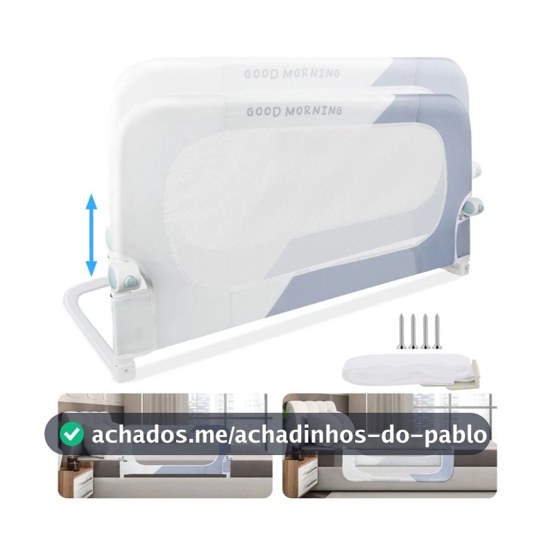 Barreira Anti-Queda Cama Bebê | 1 Toque Plegável | Altura 63-70cm