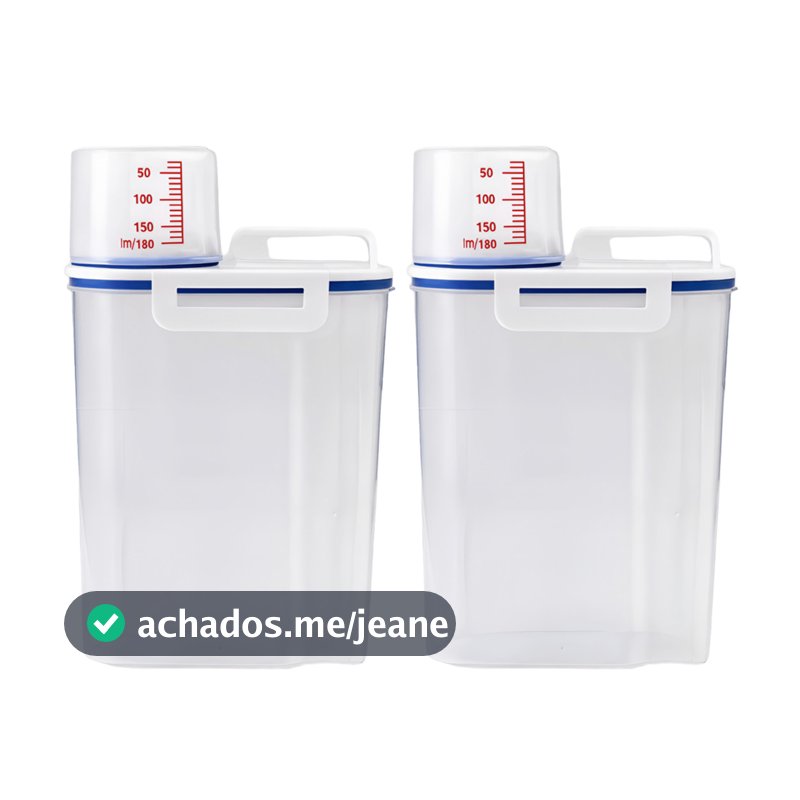 Kit 2 Potes Herméticos Com Medidor 2,5L Arroz Grãos Ração